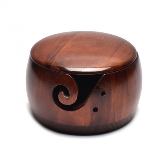 Immagine di Legno Scatola Portafilo da Cucito Colore del Caffè 15cm x 8cm, 1 Pz