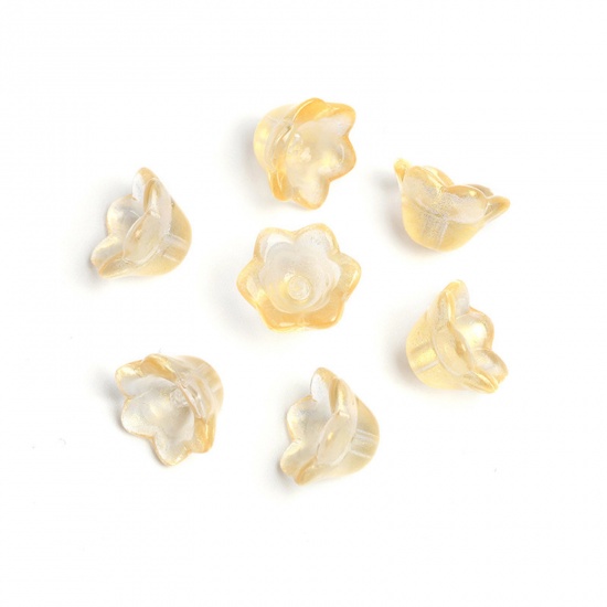 Bild von Muranoglas Perlkappen Blumen Gelb Farbverlauf 10mm x 7.5mm, 20 Stück