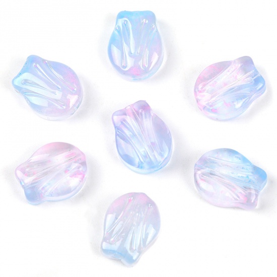 Bild von Muranoglas Perlen Tulpen Hellblau & Hellrosa Farbverlauf ca 10.5mm x 8.4mm, Loch:ca. 0.8mm, 20 Stück