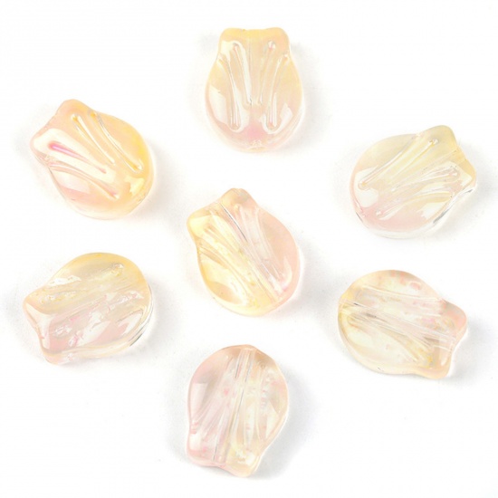 Bild von Muranoglas Perlen Tulpen Rosa & Geld Farbverlauf ca 10.5mm x 8.4mm, Loch:ca. 0.8mm, 20 Stück