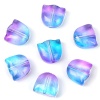 Picture of Lampwork Glass Beads Tulip Flower Purple & Blue Gradient Color About 9mm x 8.8mm, Hole: Approx 1.1mm, 20 PCs
