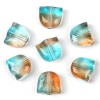Picture of Lampwork Glass Beads Tulip Flower Green & Orange Gradient Color About 9mm x 8.8mm, Hole: Approx 1.1mm, 20 PCs
