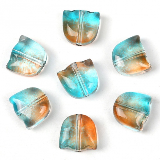 Bild von Muranoglas Perlen Tulpen Grün & Orange Farbverlauf ca 9mm x 8.8mm, Loch:ca. 1.1mm, 20 Stück