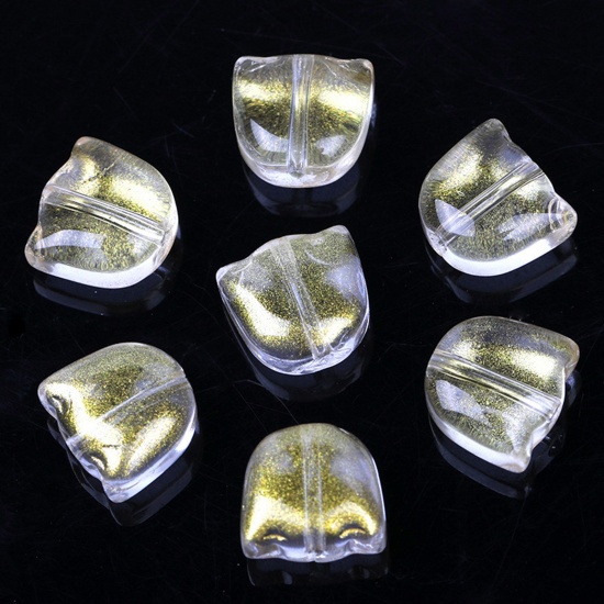 Bild von Muranoglas Perlen Tulpen Golden Farbverlauf ca 9mm x 8.8mm, Loch:ca. 1.1mm, 20 Stück