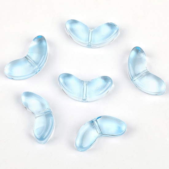 Bild von Muranoglas Perlen Blätter Blau Farbverlauf ca 13.8mm x 6.5mm, Loch:ca. 0.8mm, 20 Stück