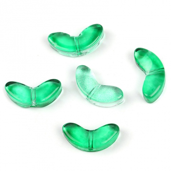 Bild von Muranoglas Perlen Blätter Dunkelgrün Farbverlauf ca 13.8mm x 6.5mm, Loch:ca. 0.8mm, 20 Stück