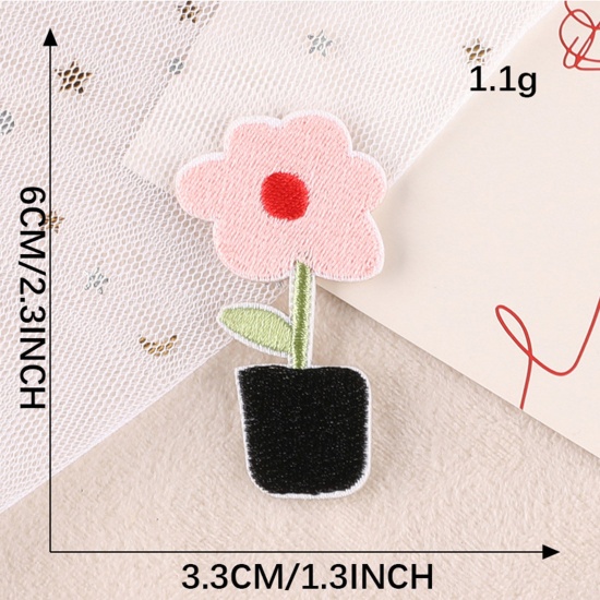Bild von Terylen Stickerei Selbstklebende Aufnäher Applikationen DIY Scrapbooking Handwerk Bunt Blumen 6cm x 3.3cm, 1 Stück
