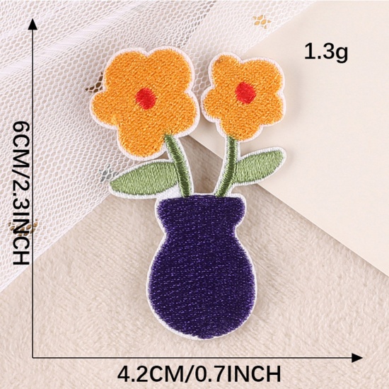 Bild von Terylen Stickerei Bunt Blumen 6cm x 4.2cm, 1 Stück