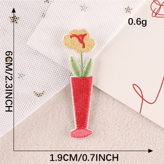 Bild von Terylen Stickerei Selbstklebende Aufnäher Applikationen DIY Scrapbooking Handwerk Bunt Blumen 6cm x 1.9cm, 1 Stück