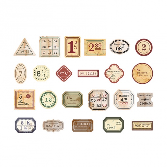 Bild von Papier Retro DIY Scrapbook Sticker Aufkleber Bunt Postwertzeichen Briefmarke 4.4cm x 4.4cm, 1 Set ( 46 Stück/Set)