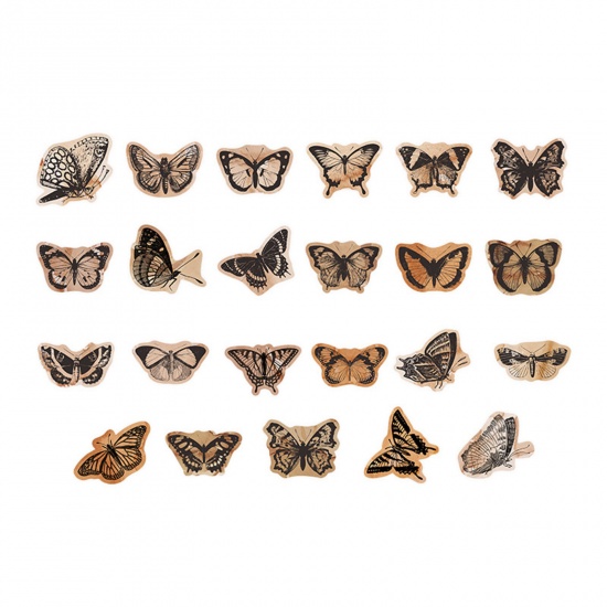 Bild von Papier Retro DIY Scrapbook Sticker Aufkleber Bunt Schmetterling 4.4cm x 4.4cm, 1 Set ( 46 Stück/Set)