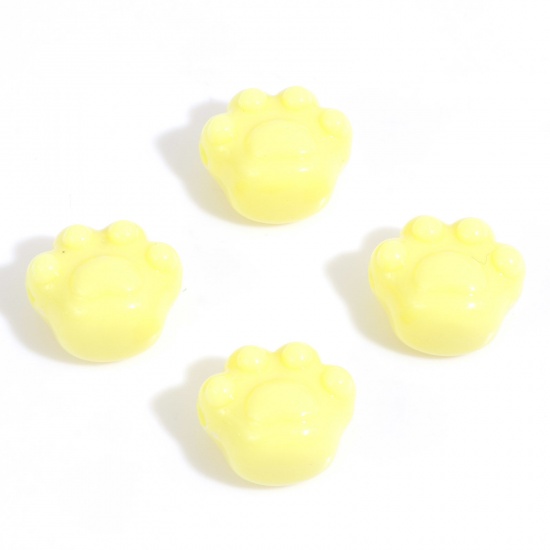 Bild von Acryl Haustier Denkmal Perlen für die Herstellung von DIY-Charme-Schmuck Gelb Opak Kralle ca. 18.5mm x 16mm, Loch:ca. 2.6mm, 20 Stück