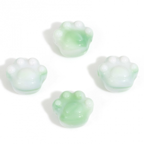 Bild von Acryl Haustier Denkmal Perlen für die Herstellung von DIY-Charme-Schmuck Grün Kralle ca. 18.5mm x 16mm, Loch:ca. 2.6mm, 20 Stück