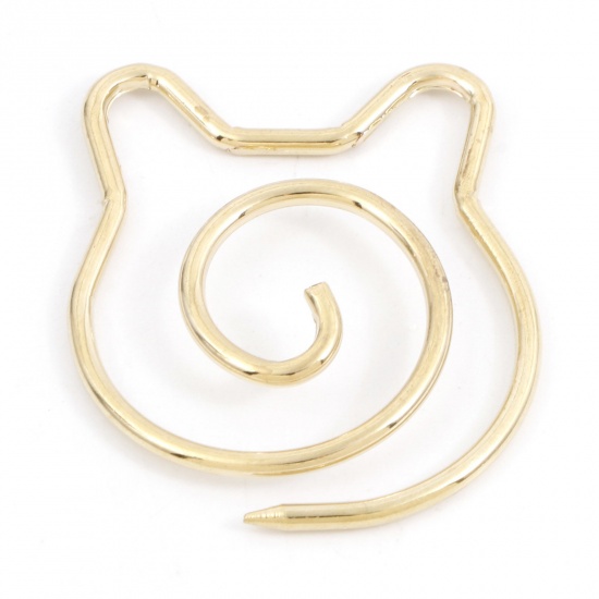 Picture of Iron Based Alloy Knitting Needles Cat Animal Spiral Gold Plated 4.2cm x 3.6cm, 5 PCs