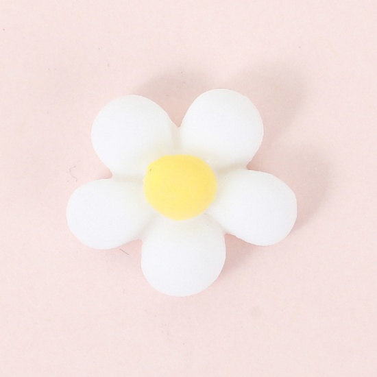Picture of Resin DIY Handmade Craft Materials Accessories White Flower 17mm x 17mm, 20 PCs