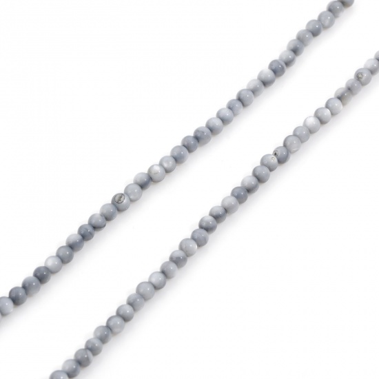 Bild von Muschel Perlen für die Herstellung von DIY-Charme-Schmuck Rund Grau 3mm D., Loch:ca. 0.4mm, 38cm lang, 1 Strang 132 Stücke/Strang,
