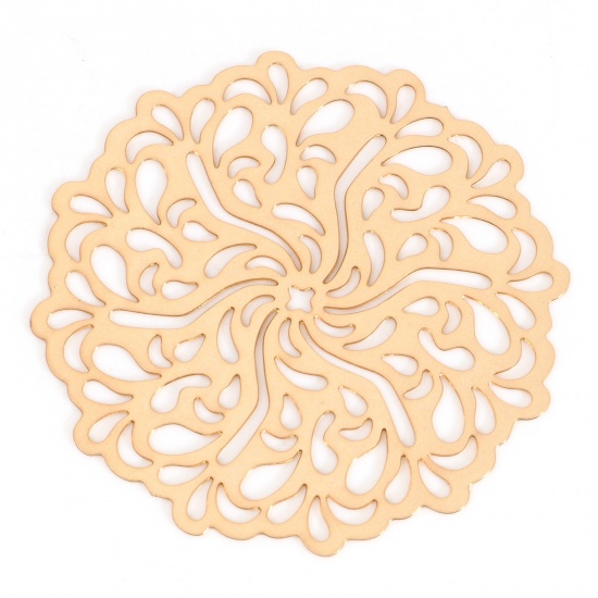 Bild von Eisenlegierung Filigran Stempel Verzierung Verbinder Blumen KC Vergoldet 3.4cm x 3.3cm, 5 Stück