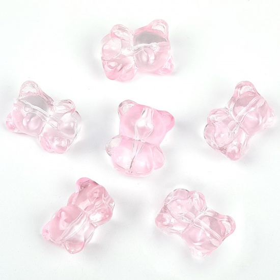 Bild von Muranoglas Perlen für die Herstellung von DIY-Charme-Schmuck Bär Hellrosa Farbverlauf ca 14.5mm x 12mm, Loch:ca. 1.1mm, 20 Stück