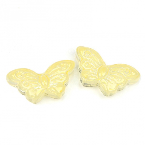Bild von Muranoglas Insekt Perlen für die Herstellung von DIY-Charme-Schmuck Schmetterling Gelb Farbverlauf ca 15mm x 8mm, Loch:ca. 1.5mm, 50 Stück