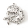 Picture of Eco-friendly 304 Stainless Steel Ocean Jewelry Charms Silver Tone Star Fish Conch Sea Snail 24mm x 19mm, 2 PCs