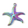 Picture of Eco-friendly Vacuum Plating 304 Stainless Steel Ocean Jewelry Pendants Rainbow Color Plated Star Fish 3.5mm x 3.5mm, 2 PCs