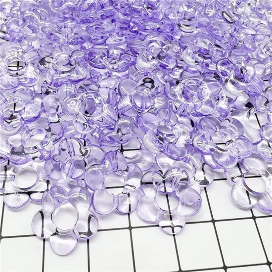 Bild von Acryl Perlen für die Herstellung von DIY-Charme-Schmuck Einzeln Loch Lila Transparent Blumen ca. 19mm x 19mm, 20 Stück