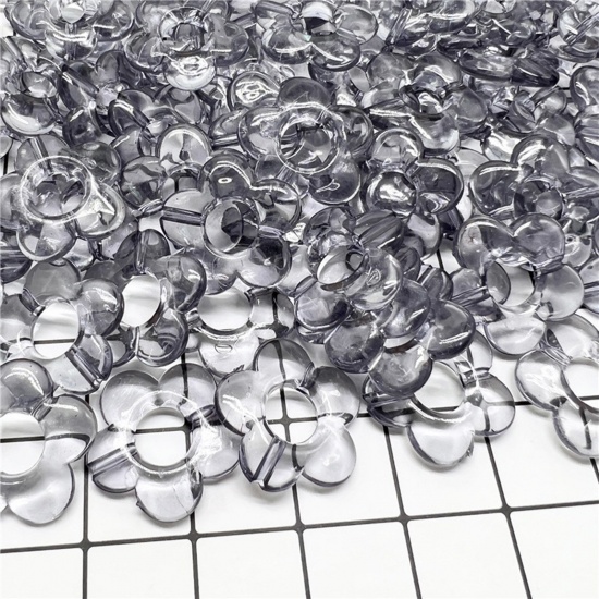 Bild von Acryl Perlen für die Herstellung von DIY-Charme-Schmuck Einzeln Loch Grau Transparent Blumen ca. 19mm x 19mm, 20 Stück