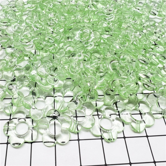 Bild von Acryl Perlen für die Herstellung von DIY-Charme-Schmuck Einzeln Loch Grün Transparent Blumen ca. 19mm x 19mm, 20 Stück