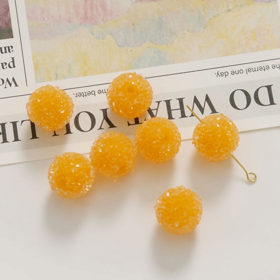 Bild von Acryl Perlen für die Herstellung von DIY-Charme-Schmuck Einzeln Loch Orange Rund ca. 14mm D., 2 Stück