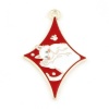 Picture of Zinc Based Alloy Poker/ Paper Card/ Game Card Pendants Gold Plated White & Red Cat Animal Diamonds Enamel 3.6cm x 2.2cm, 5 PCs