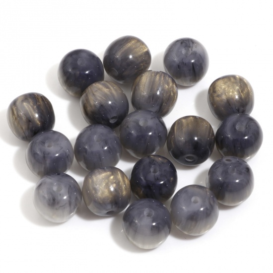 Bild von Harz Perlen für die Herstellung von DIY-Charme-Schmuck Einzeln Loch Trommel Grau Imitierte Katzenauge 12mm x 11mm, Loch: 1.8mm, 10 Stück