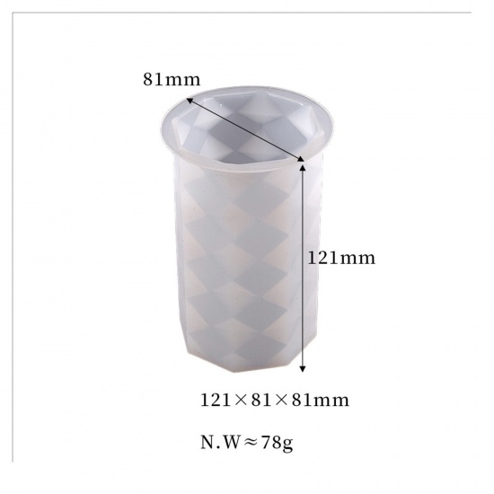 Bild von Silikon Harzform zum Selbermachen von Kerzenseife Zylinder Rhombus Transparent 12.1cm x 8.1cm, 1 Stück