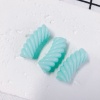 Picture of Acrylic Beads For DIY Charm Jewelry Making Light Blue Opaque Arc Stripe About 3.4cm x 1.3cm, 10 PCs