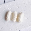 Picture of Acrylic Beads For DIY Charm Jewelry Making Beige Opaque Arc Stripe About 3.4cm x 1.3cm, 10 PCs