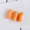 Picture of Acrylic Beads For DIY Charm Jewelry Making Orange Opaque Arc Stripe About 3.4cm x 1.3cm, 10 PCs