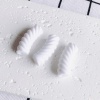 Picture of Acrylic Beads For DIY Charm Jewelry Making White Opaque Arc Stripe About 3.4cm x 1.3cm, 10 PCs