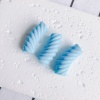Picture of Acrylic Beads For DIY Charm Jewelry Making Skyblue Opaque Arc Stripe About 3.4cm x 1.3cm, 10 PCs