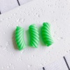 Picture of Acrylic Beads For DIY Charm Jewelry Making Green Opaque Arc Stripe About 3.4cm x 1.3cm, 10 PCs