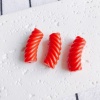 Picture of Acrylic Beads For DIY Charm Jewelry Making Red Opaque Arc Stripe About 3.4cm x 1.3cm, 10 PCs