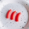 Picture of Acrylic Beads For DIY Charm Jewelry Making Orange Opaque Arc Stripe About 3.2cm x 0.9cm, 10 PCs