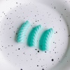 Picture of Acrylic Beads For DIY Charm Jewelry Making Light Blue Opaque Arc Stripe About 3.2cm x 0.9cm, 10 PCs