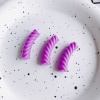 Picture of Acrylic Beads For DIY Charm Jewelry Making Purple Opaque Arc Stripe About 3.2cm x 0.9cm, 10 PCs