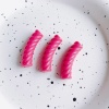 Picture of Acrylic Beads For DIY Charm Jewelry Making Fuchsia Opaque Arc Stripe About 3.2cm x 0.9cm, 10 PCs