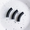 Picture of Acrylic Beads For DIY Charm Jewelry Making Black Opaque Arc Stripe About 3.2cm x 0.9cm, 10 PCs
