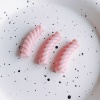 Picture of Acrylic Beads For DIY Charm Jewelry Making Light Pink Opaque Arc Stripe About 3.2cm x 0.9cm, 10 PCs