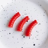 Picture of Acrylic Beads For DIY Charm Jewelry Making Red Opaque Arc Stripe About 3.2cm x 0.9cm, 10 PCs
