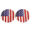 Picture of PU Leather American Independence Day Pendants Multicolor Round Flag Of The United States 4cm Dia., 5 PCs