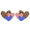 Picture of PU Leather American Independence Day Pendants Multicolor Heart Flag Of The United States 5.1cm x 4.4cm, 5 PCs