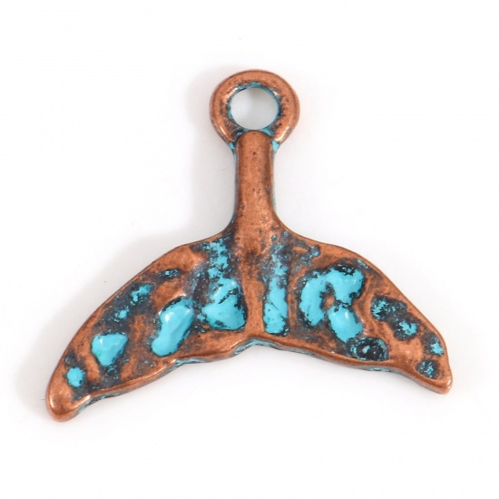 Bild von Zinklegierung Patina Charms Bronzefarbe Fischschwanz 19.5mm x 17.5mm, 10 Stück