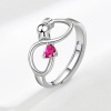 Picture of Copper Birthstone Open Adjustable Stress Relieving Anti Anxiety Fidget Spinner Band Rings Infinity Symbol July Platinum Plated Fuchsia Cubic Zirconia 18mm(US Size 7.75), 1 Piece